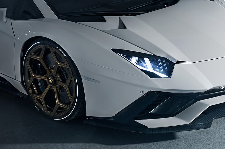 white Lamborghini headlight, Lamborghini Aventador S, Novitec Torado, HD wallpaper