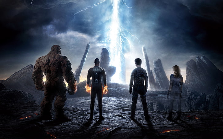 fantastic, four, movie, poster, action, film, group of people, HD wallpaper