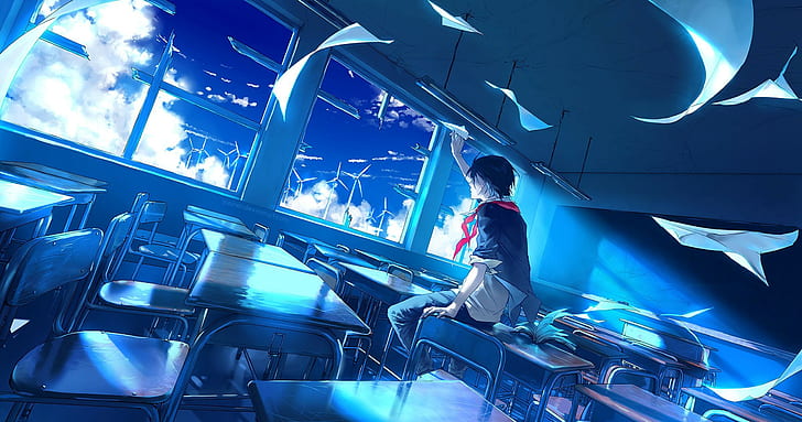 azul, anime, anime boys, HD wallpaper