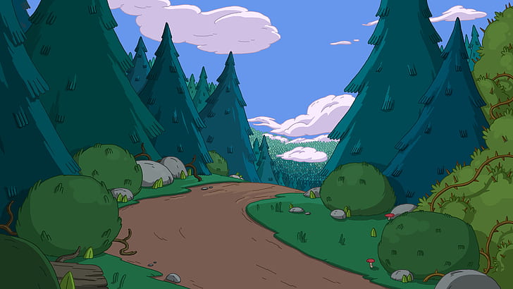 HD wallpaper: Adventure Time, cartoon, pathway, sky, nature, green color |  Wallpaper Flare