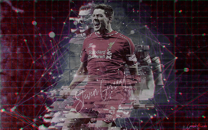 soccer, glitch art, abstract, Steven Gerrard, Liverpool FC