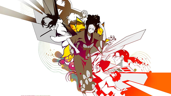 black-haired anime, Samurai Champloo, Fuu, illustration, simple background, HD wallpaper