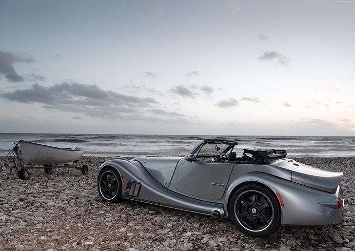 front-engined Sports car, grey., convertible, morgan aero 8, HD wallpaper