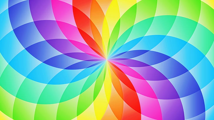 Abstract design, circle sector, flower, rainbow, abstract painting, HD wallpaper