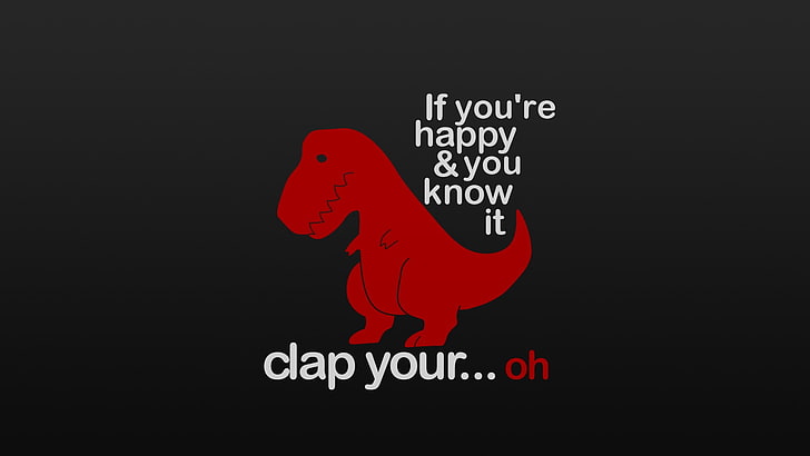 red dinosaur meme, humor, communication, text, sign, black background, HD wallpaper