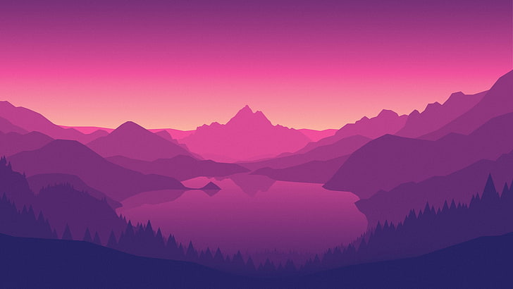 lakeside, Morning, Pink, mountain, scenics - nature, beauty in nature