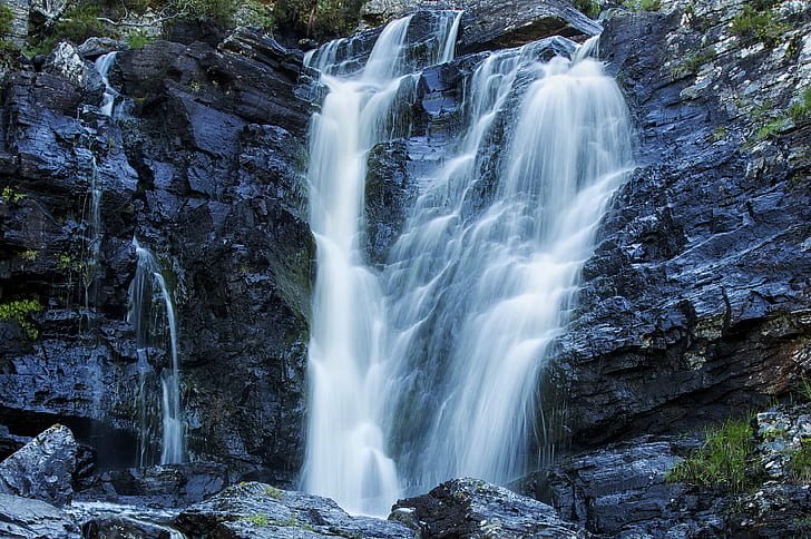 tipelapse photo of waterfalls during daytime, highlands, scotland, highlands, scotland, HD wallpaper