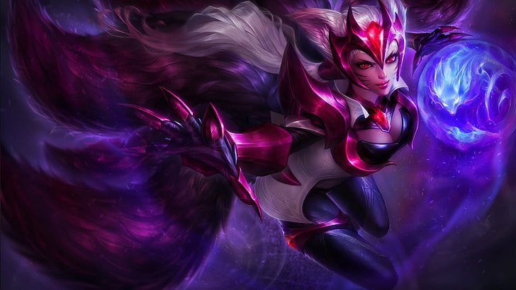 female animated character wallpaper, League of Legends, Ahri, HD wallpaper