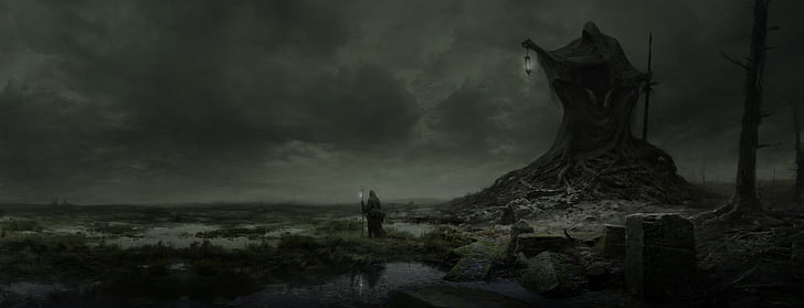 Dark, Grim Reaper, Landscape, cloud - sky, storm, night, nature, HD wallpaper