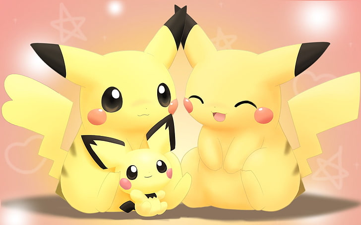 Pikachu evolution wallpaper, Pokémon, Pichu, representation