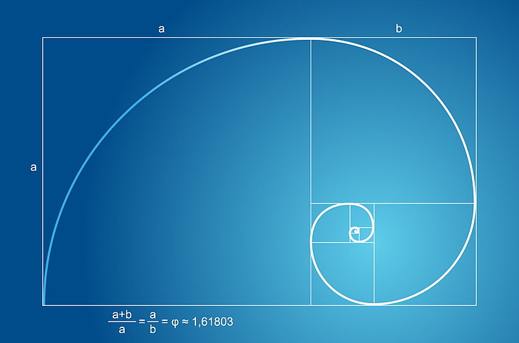 geometric chart, golden ratio, Fibonacci sequence, mathematics, HD wallpaper