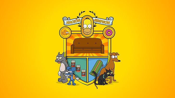 The Simpsons wallpaper, Homer Simpson, itchy & scratchy, simple background, HD wallpaper