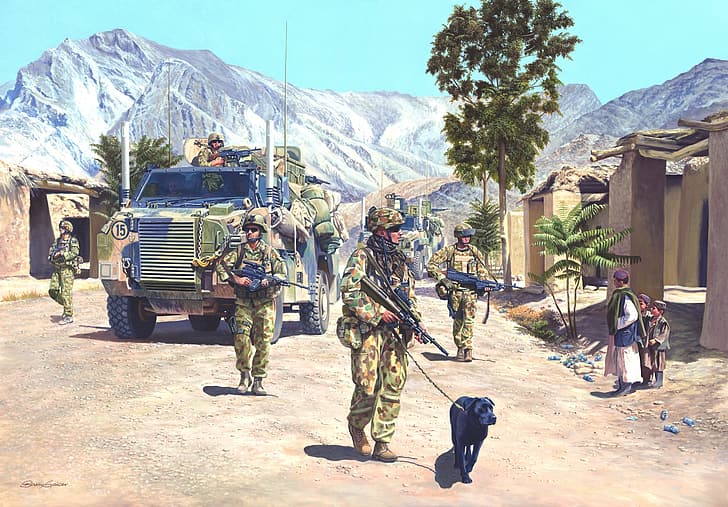 army, car, dog, military, HD wallpaper