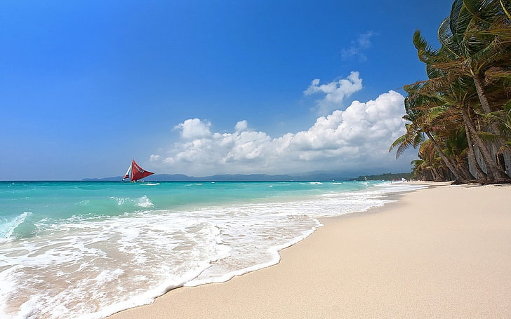 beach, Boracay, clouds, island, landscape, nature, Palm Trees