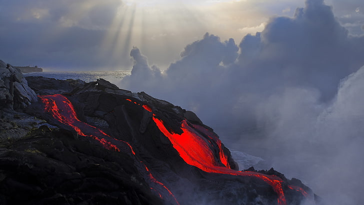 red lava, color, the eruption, temperature, magma, volcano, geology