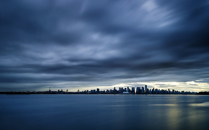body of water, city, Vancouver, sky, cityscape, cloud - sky, architecture, HD wallpaper