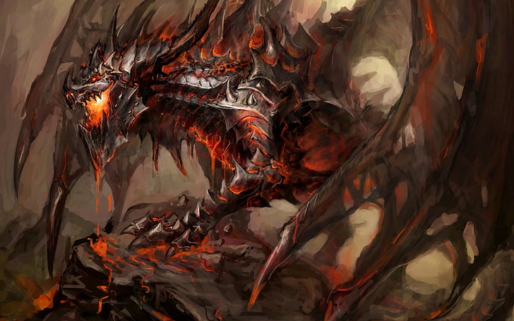 Yu-Gi-Oh! Red-eyes black dragon wallpaper, fantasy art,  World of Warcraft, HD wallpaper
