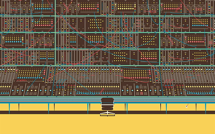 music moog digital art vintage synthesizer, HD wallpaper
