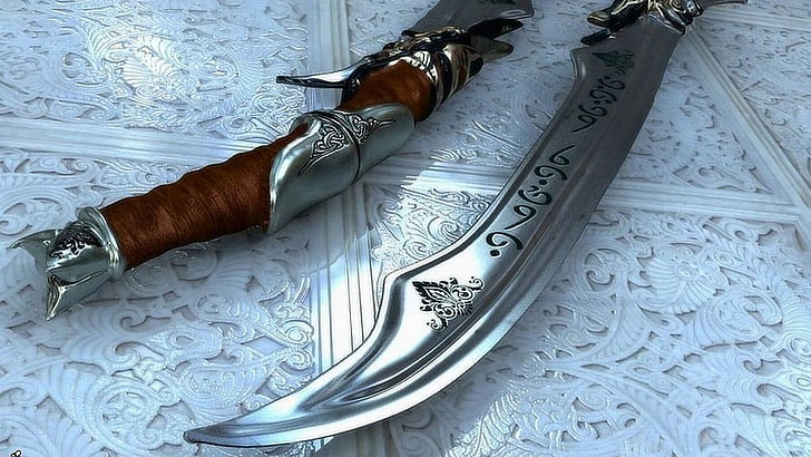 sword, pattern, indoors, no people, still life, high angle view, HD wallpaper