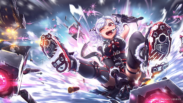 thigh-highs, anime girls, open mouth, arts culture and entertainment, HD wallpaper