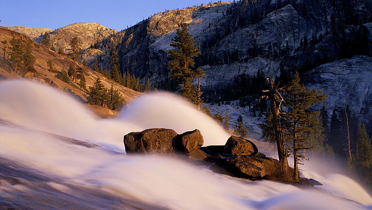 white snow, Yosemite National Park, nature, landscape, mountains, HD wallpaper