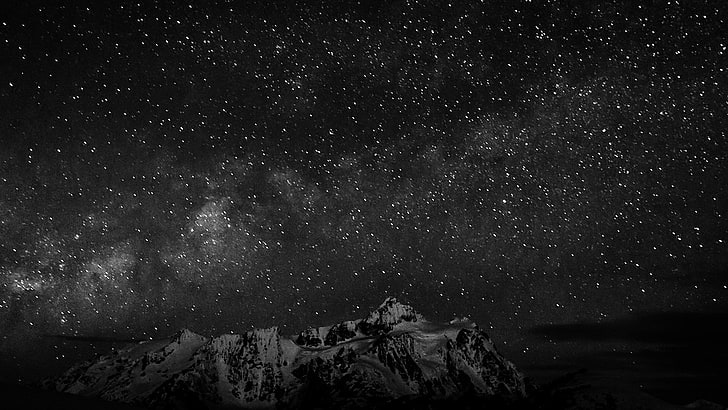 snow mountain, space, Milky Way, night, star - space, astronomy