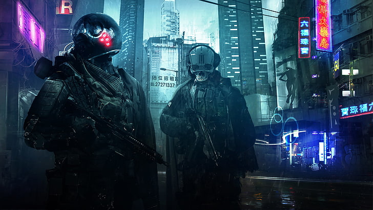 Chinese Swat illustration, science fiction, cyberpunk, fantasy art, HD wallpaper