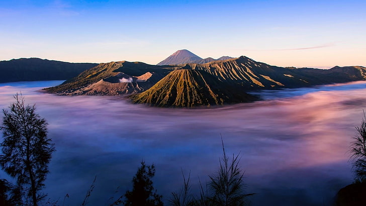volcano, mount bromo, indonesia, java, mount scenery, dawn, HD wallpaper