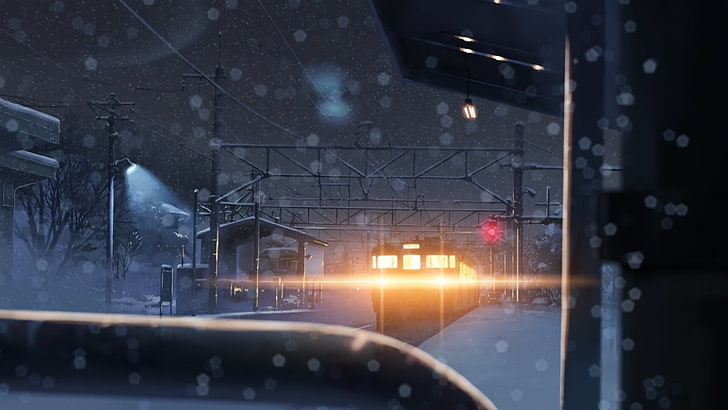 black train illustration, black car nearby utility post, anime