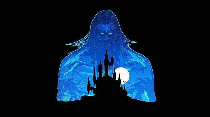 Castlevania: Lords of Shadow, Dracula, blue, black background, HD wallpaper