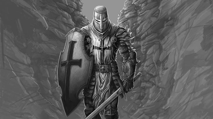Fantasy, Knight, Shield, Sword, Warrior, HD wallpaper