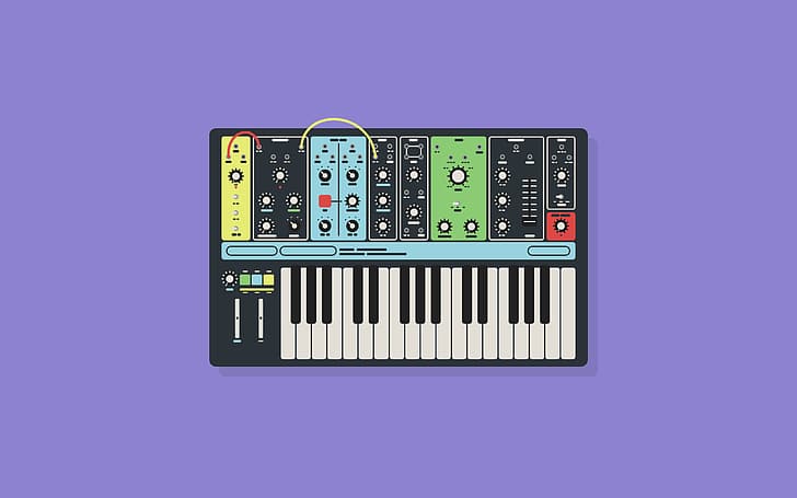 moog, Jacob DeBenedetto, synthesizer, music, minimalism, purple background, HD wallpaper