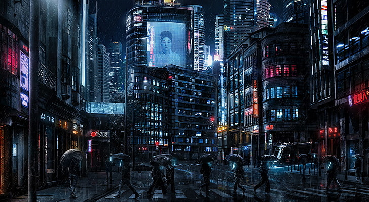 black concrete buildings, Blade Rrunner, Dark Cyberpunk, movies, HD wallpaper