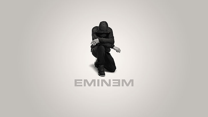 Eminem digital wallpaper, music, hood, rapper, text, communication