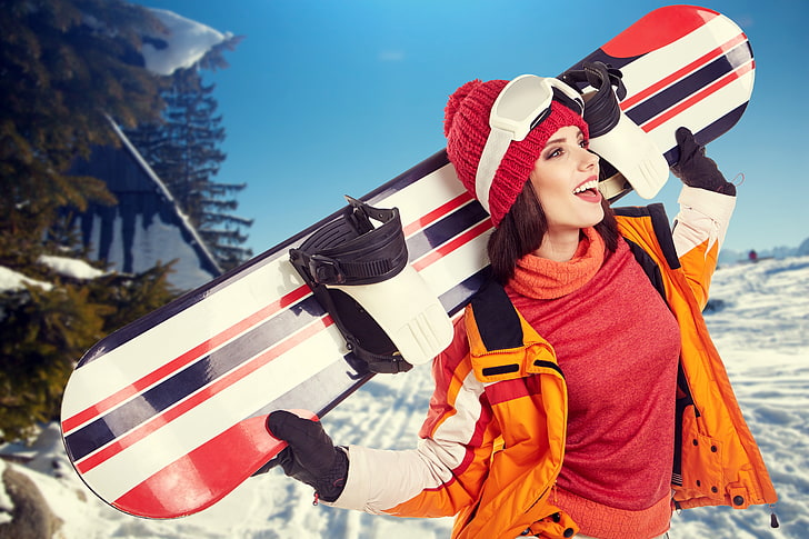 women, snowboard, Izabela Magier, young adult, one person, leisure activity, HD wallpaper