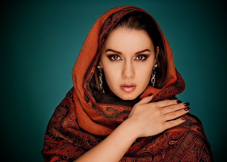 Women, Asian, Afghan girl, Anca Condrache, Earrings, Face, Model, HD wallpaper