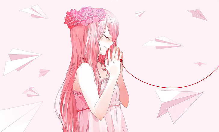 anime, anime girls, Megurine Luka, Vocaloid, long hair, pink color