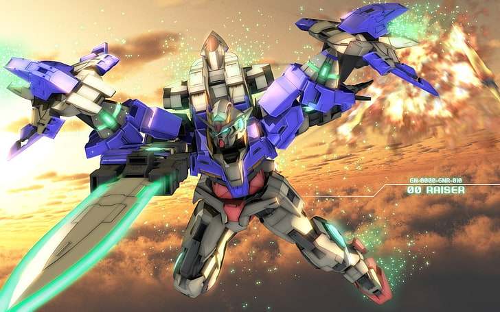 Hd Wallpaper Mobile Suit Gundam Mecha Robot 00 Raiser Anime No People Wallpaper Flare