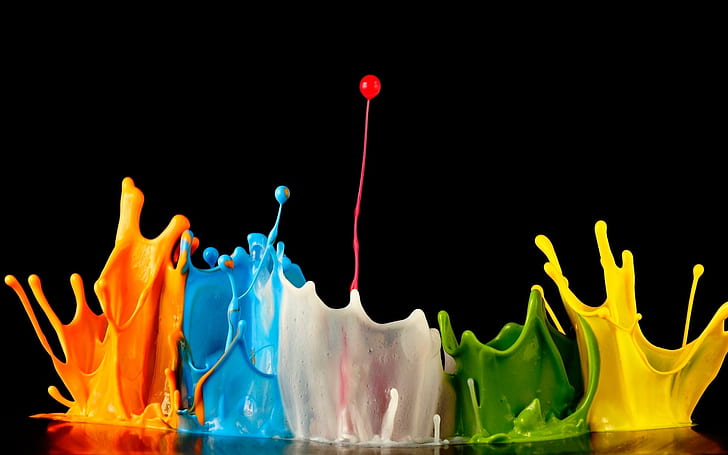 Color Explosion, color splatter illustration, colors, red, blue, HD wallpaper