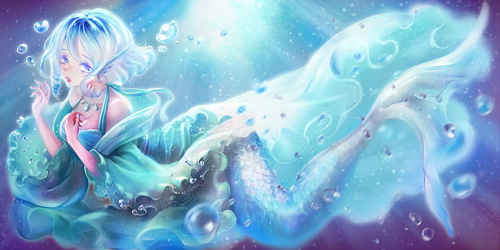 Blue Hair Mermaid Drawing - wide 3