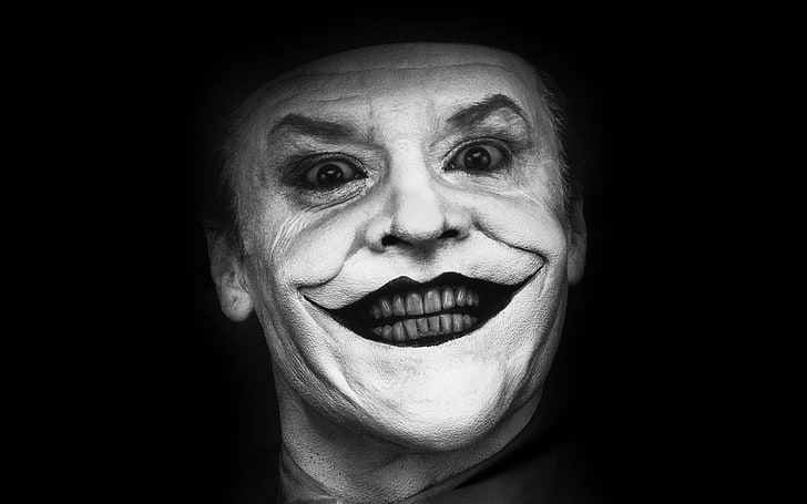 The Joker grayscale photo, Jack Nicholson, Batman, monochrome
