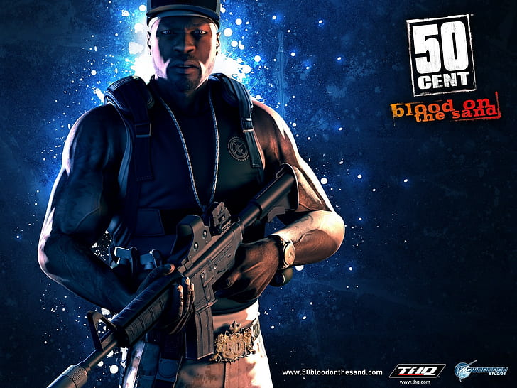 50 cent blood on the sand, Gun, night, waist up, one person, HD wallpaper