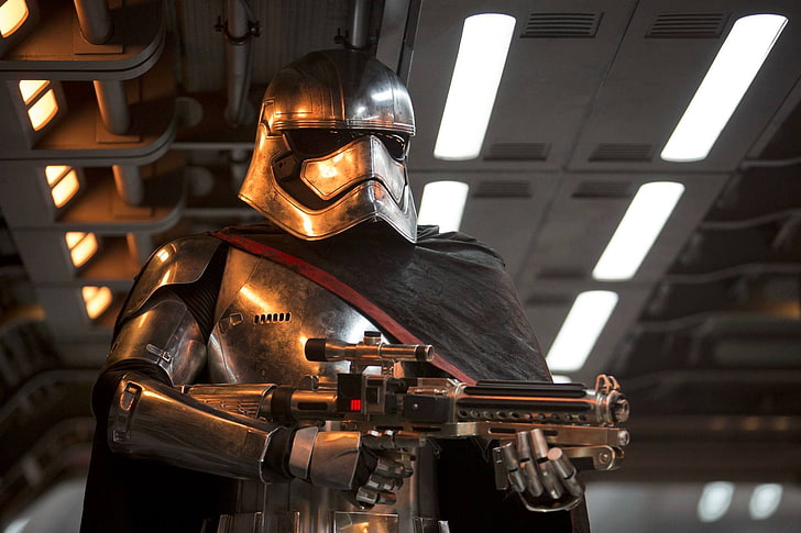 Star Wars Captain Phasma, attack, stormtrooper, The Force Awakens