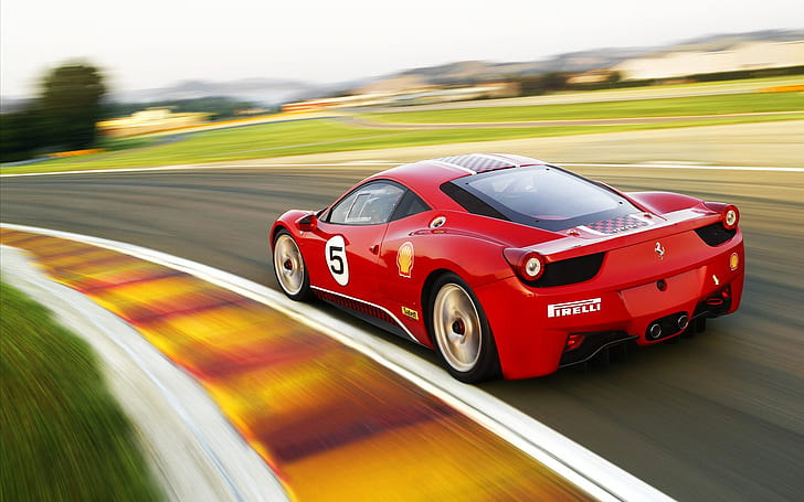 2011 Ferrari 458 Challenge, red ferrari sports car, HD wallpaper