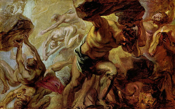 artwork, Greek Mythology, Overthrow of the Titans, painting, HD wallpaper