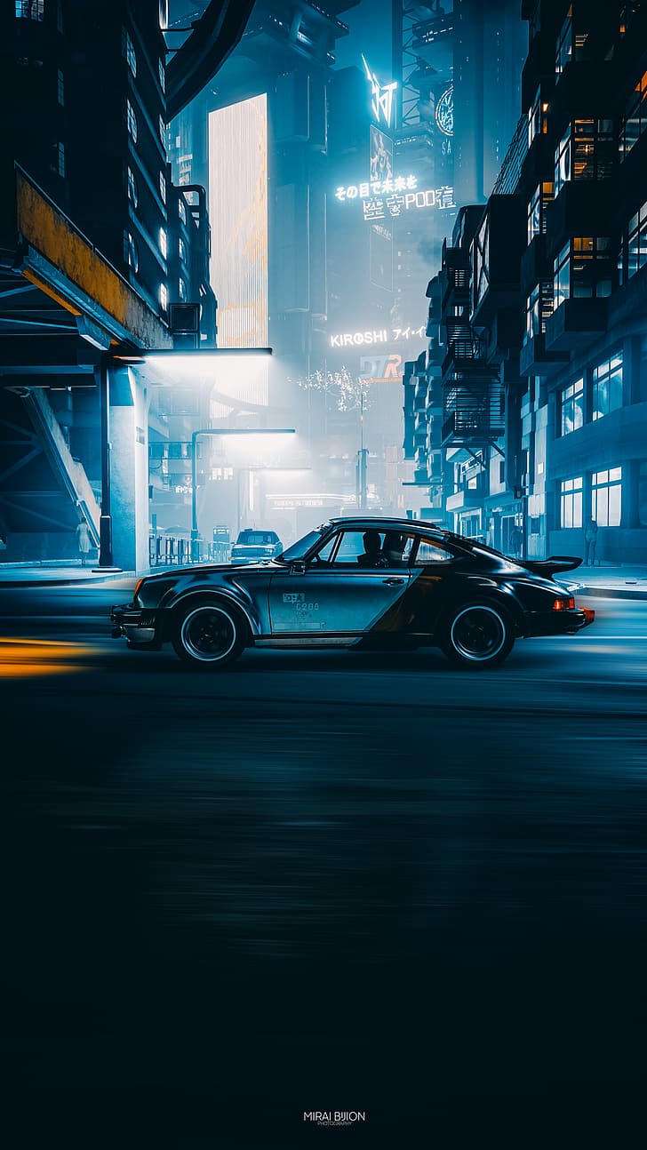 car, Porsche 991, cyberpunk, HD wallpaper