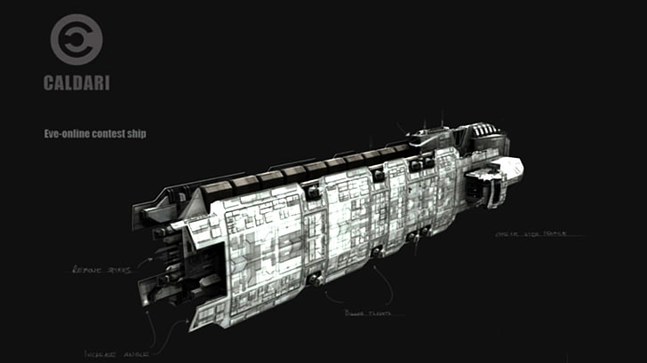black and gray car part, EVE Online, spaceship, Caldari, technology, HD wallpaper