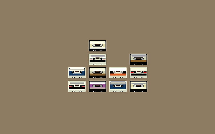 cassette tapes, audio spectrum, minimalism, technology, copy space