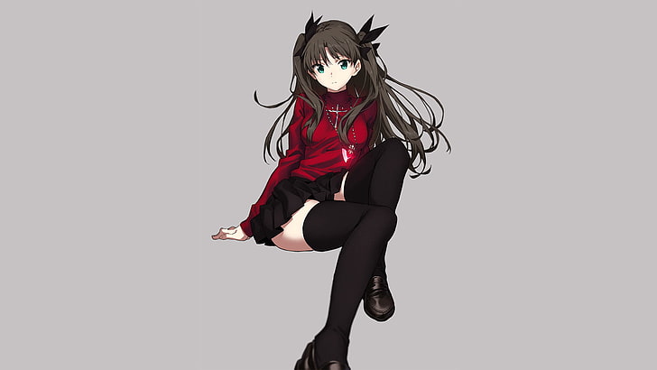 HD wallpaper: black haired female anime character, legs, anime girls,  Tohsaka Rin | Wallpaper Flare