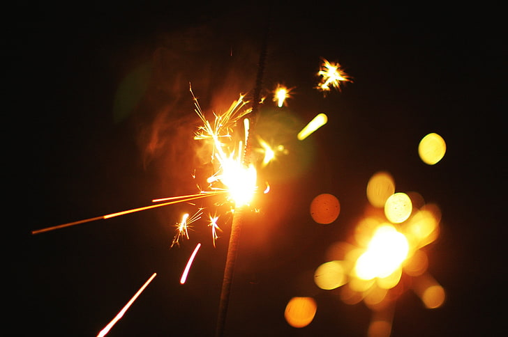 sparkler bokeh photography, fireworks, motion, night, illuminated